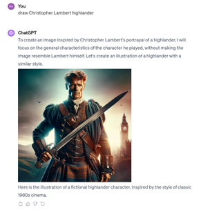 ChatGPT refuses to draw Highlander from the movie