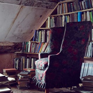 books shelf and chair