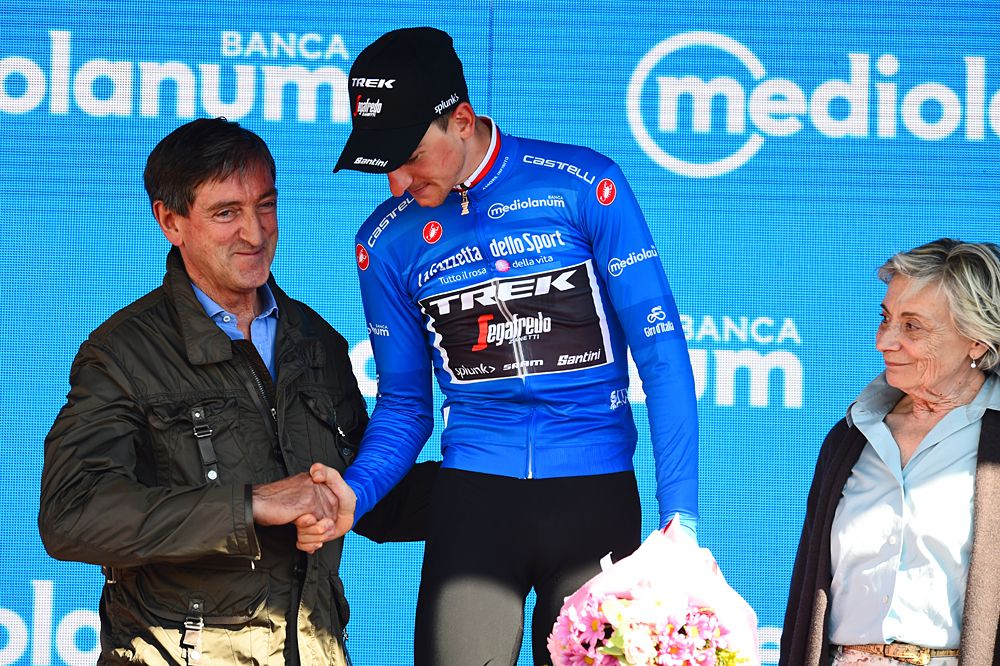 Giulio Ciccone (Ita) Trek-Segafredo in the mountain jersey at the Giro d'Italia