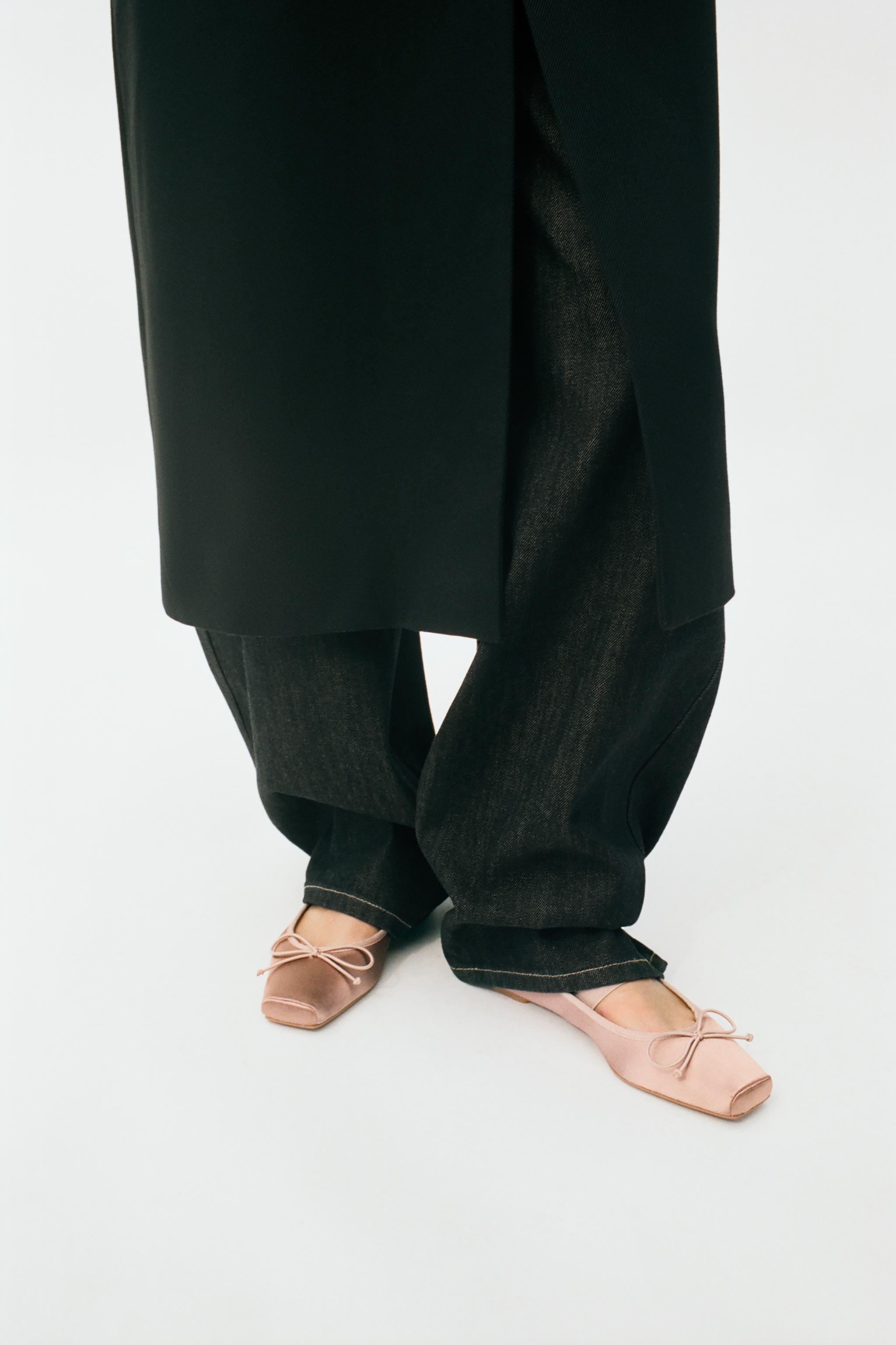 Satin Ballet Flats With Bow