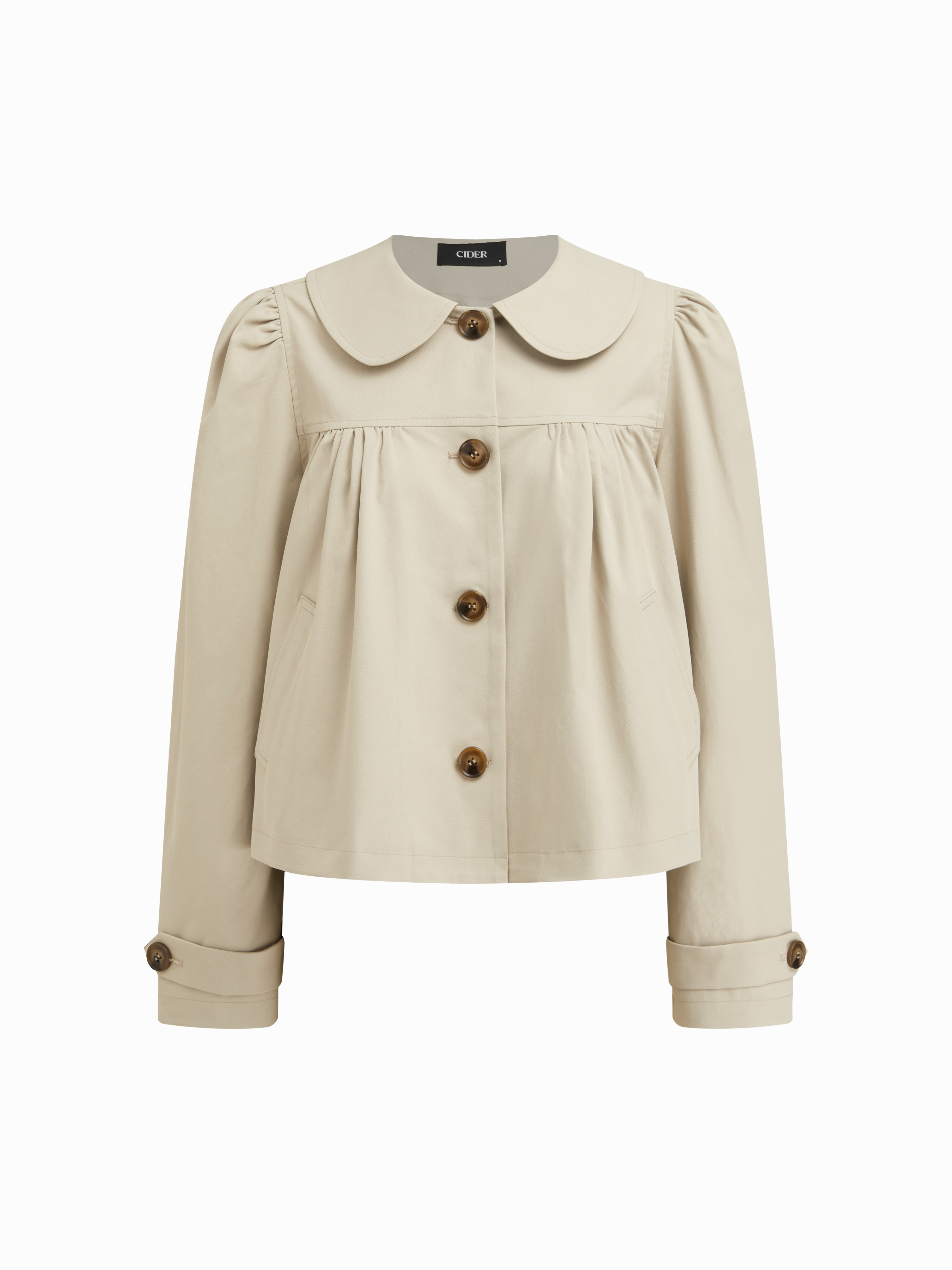 Peter Pan Collar Ruched Oversized Jacket