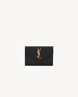 Saint Laurent + Monogram Quilted Textured-Leather Wallet