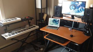 A picture of James' home studio.