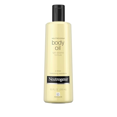 Neutrogena Body Oil Light Sesame Formula, 8.5 Fl Oz, Radiant Glow Moisturizer for Dry Skin, Bath &amp;amp; Shower Oil for Smooth and Hydrated Skin