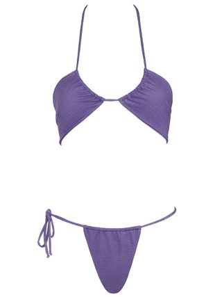 Monica Hansen Beachwear + Lurex Halter Bikini Top Purple, purple bikini set