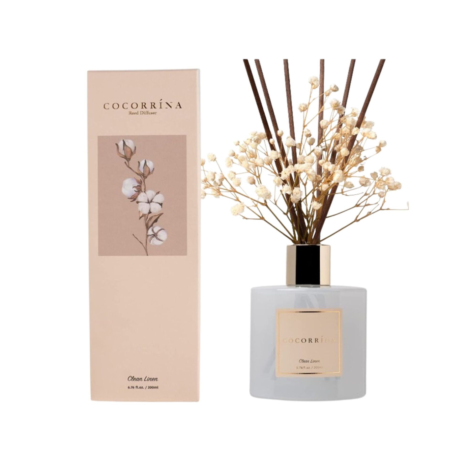 Diffuser buluh dengan kotak merah muda