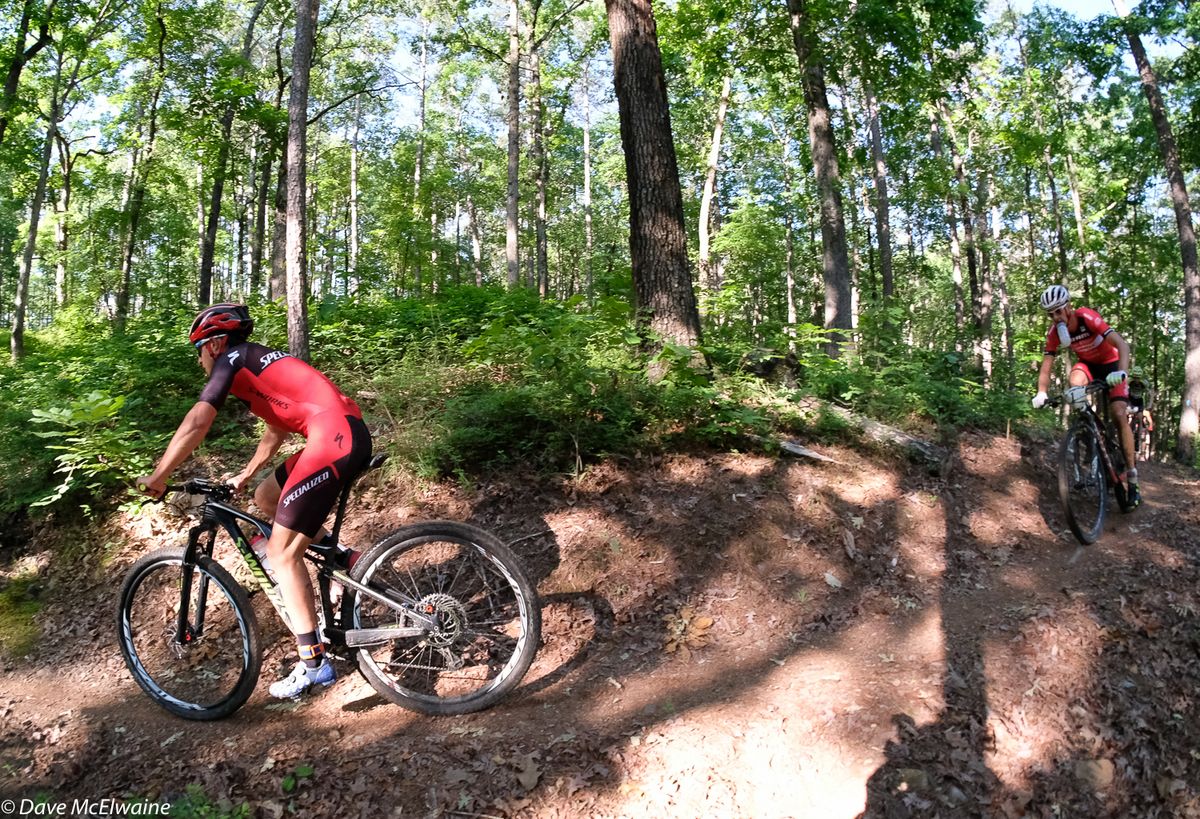 Howard Grotts (Specialized) leading Todd Wells before Feed Zone #1