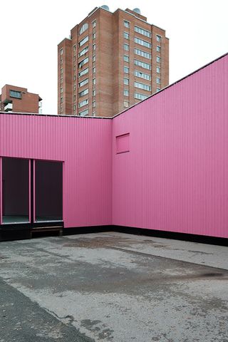 pink exterior of tallinn art hall