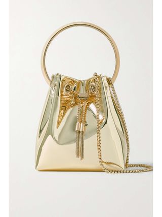 Bon Bon Metallic Mirrored-Leather Bucket Bag