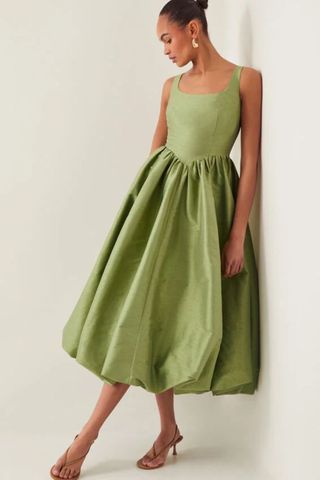 Monsoon Mya Fit and Flare Midi Dress Green