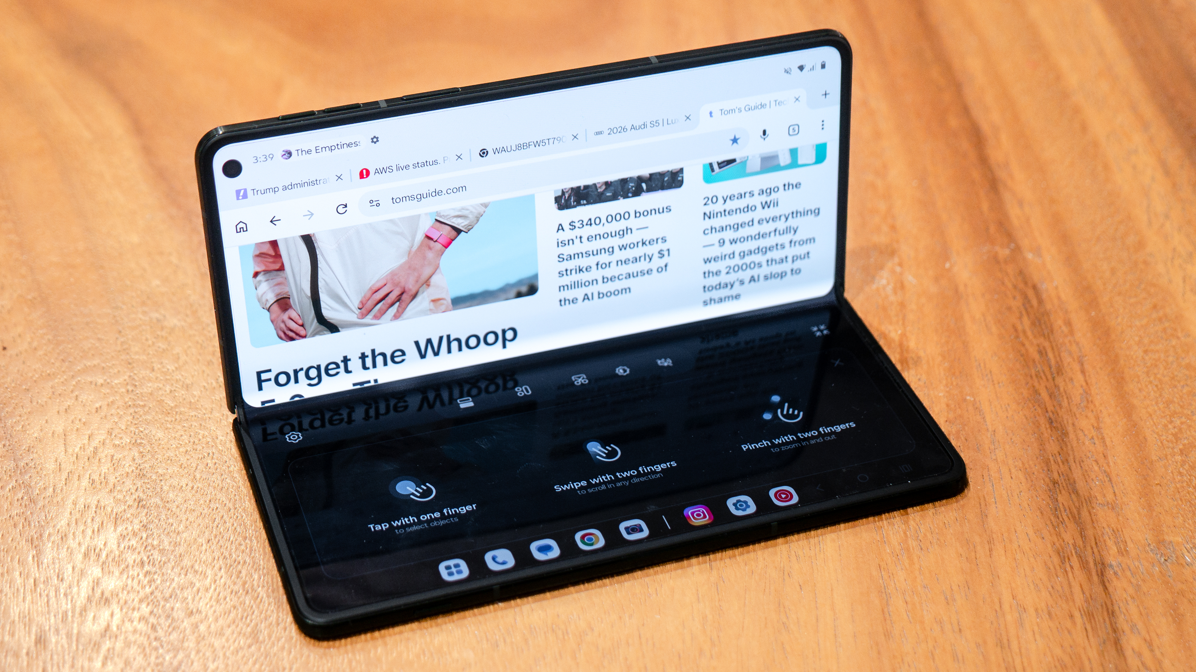 Motorola Razr Fold in laptop mode.