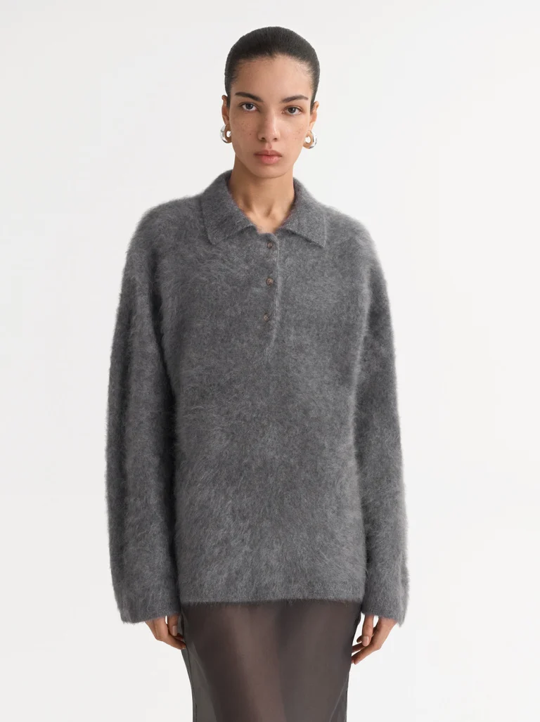 Soft Goat, Brushed Cashmere Polo Shirt