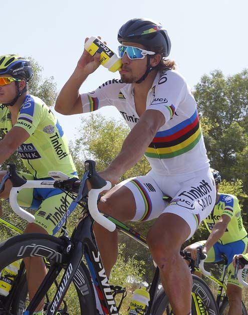 Peter Sagan and the Tinkoff-Saxo team out training