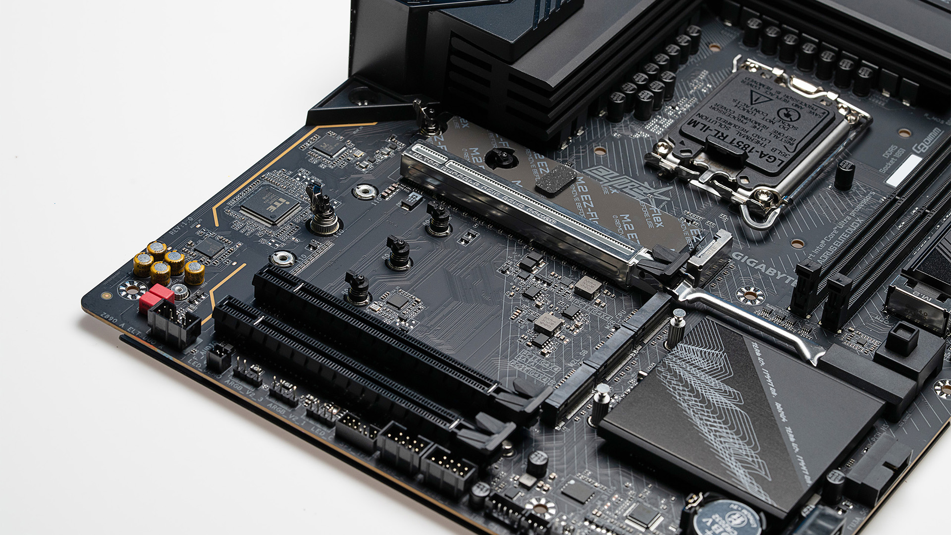 The Aorus Elite Duo X motherboard in black