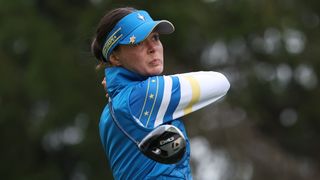 Esther Henseleit takes a shot during the Solheim Cup