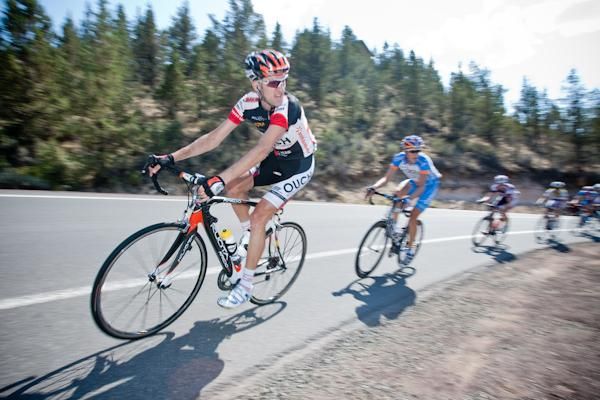 Patrick McCarty (OUCH) leads on the climb to the feed zone.