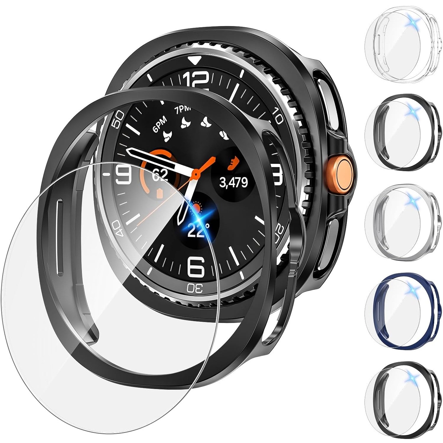 Tensea 5+5Pack for Samsung Galaxy Watch 8 Classic Screen Protector Case 46mm