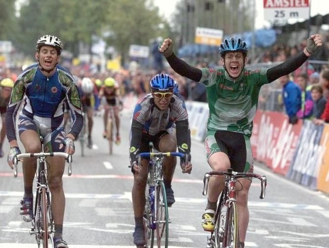 1998 Worlds: Mark Scanlon (Ireland), right, was the winner of the junior men's road race ahead of Filippo Pozzato (Italy), left