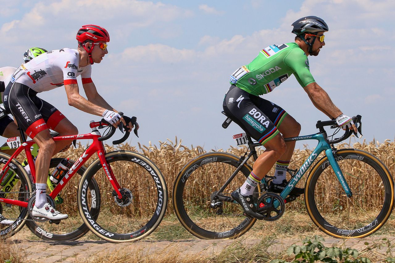 Peter Sagan (Bora-Hansgrohe) floats over the cobbles