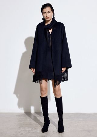 Double Face Wool Fringe Coat