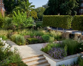 west london family garden design with terraces