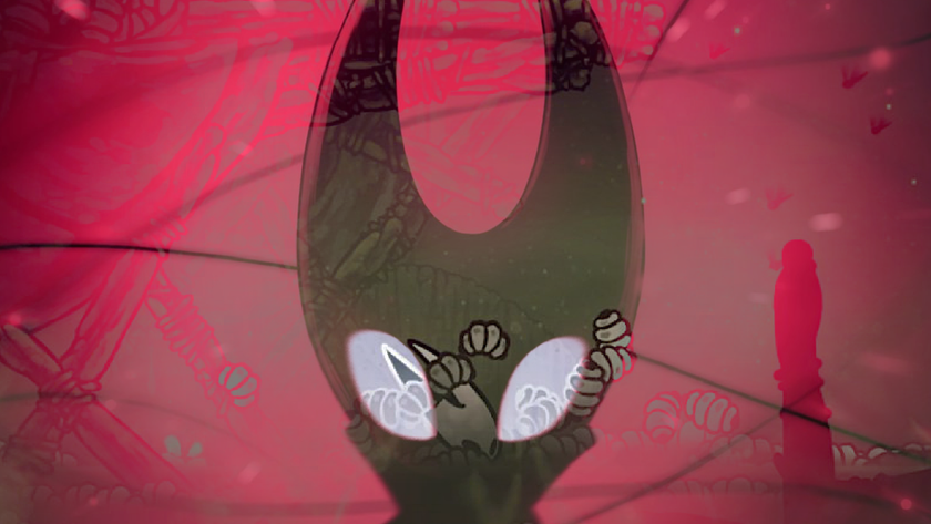 An edited picture of Hornet sitting in a bath of worms with a crazed-looking Hornet mask superimposed atop it.