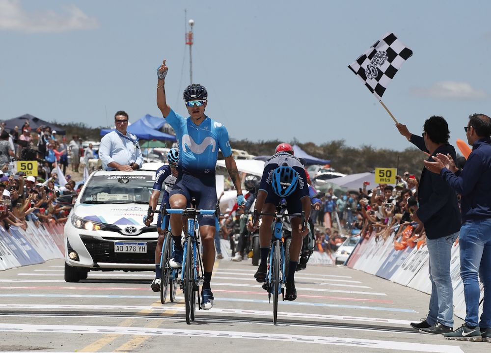Winner Anacona (Movistar) wins stage 5 of the Vuelta a San Juan at Also Colorado.