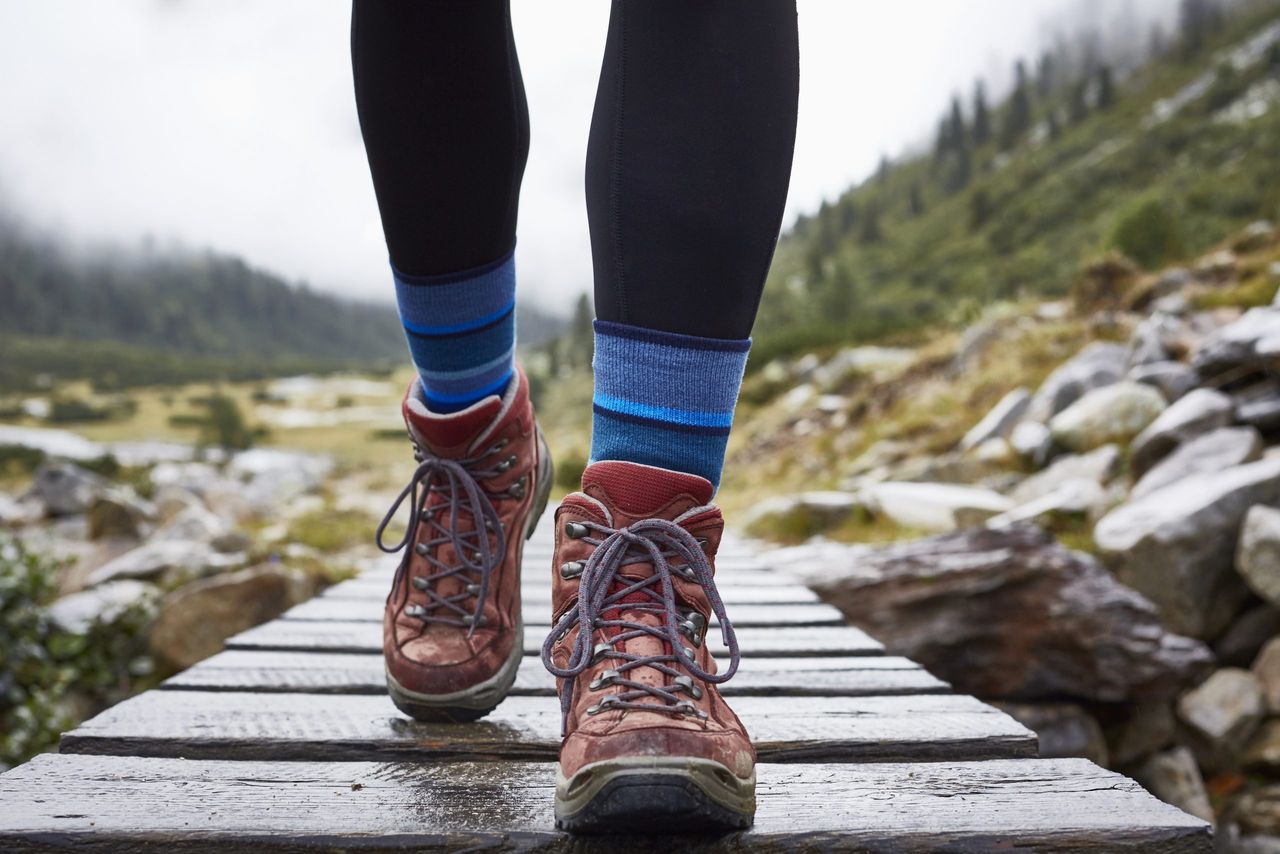 woman wearing walking boots