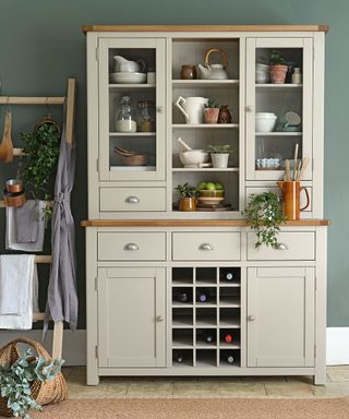 Lundy Stone Grey dresser with wine rack, The Cotswold Company