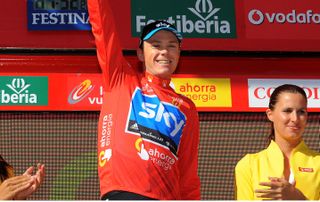 Chris Froome in the 2011 Vuelta a Espana leader's jersey