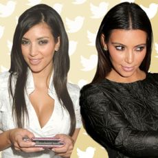 Kim Kardashian in in a white outfit and a black outfit