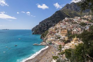 View of Positano in Amalfi Coast from the top of the main street access to the town Campania Italy Europe Photo by Stefano TripodiREDACOUniversal Images Group via Getty Images