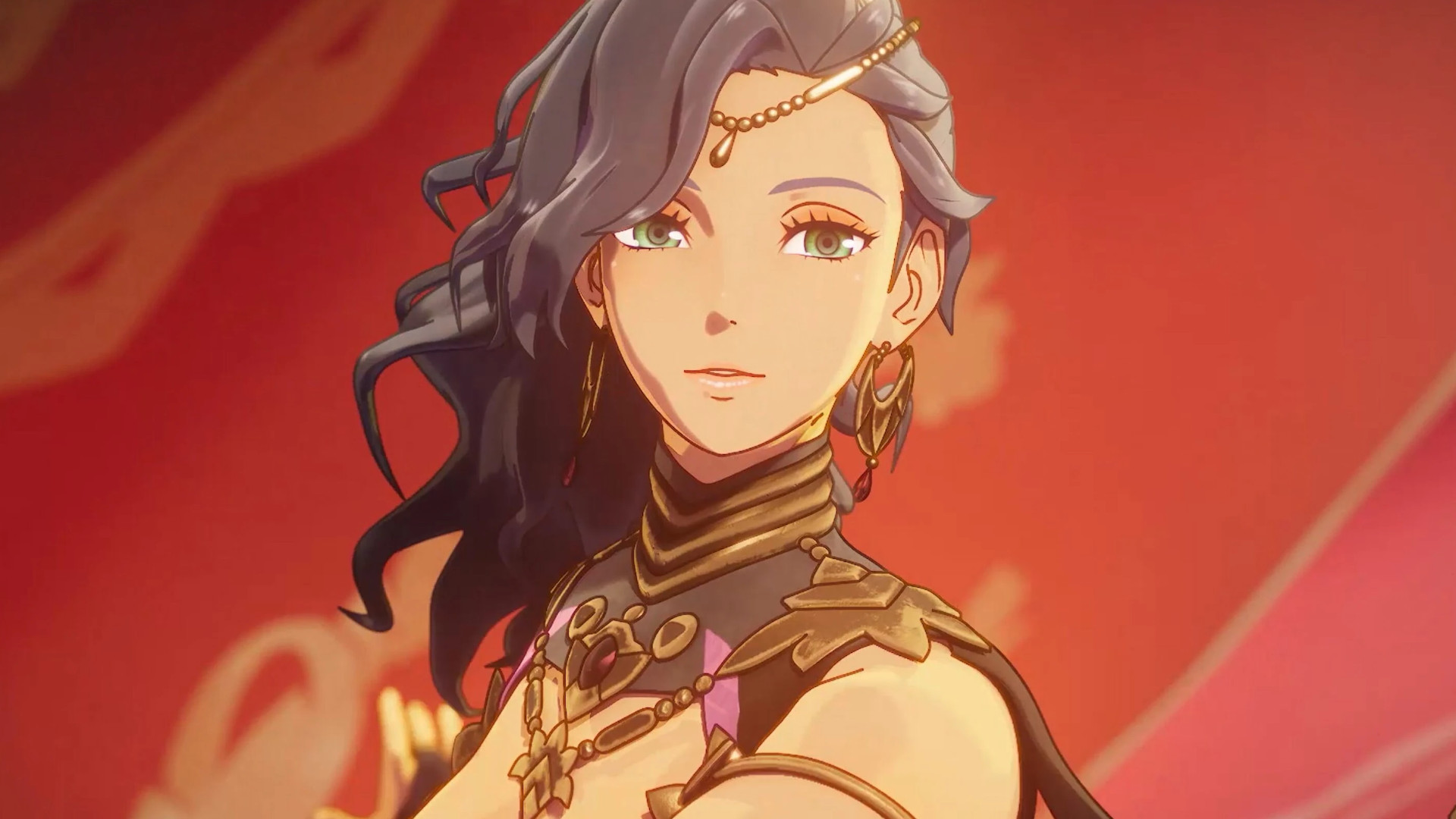 A close-up of a woman during the trailer for Fire Emblem: Fortune's Weave