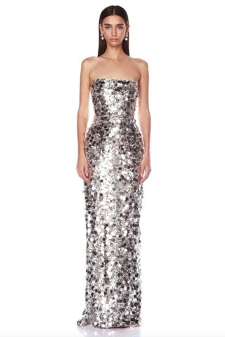 Bronx and Banco Farah Silver Strapless Dress