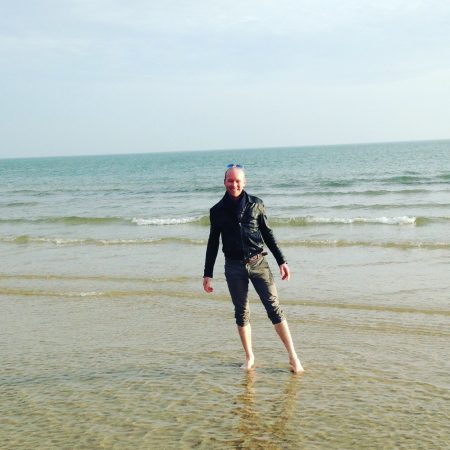 Splashing in the sea on Studland Bay
