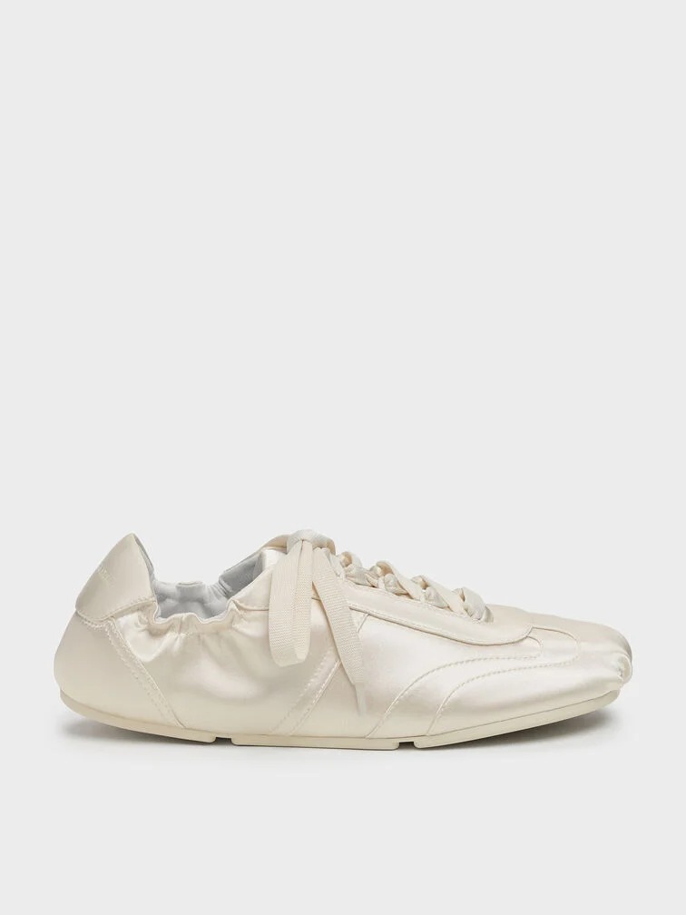 Charles &amp;amp; Keith, Cece Satin Ruched Sneakers