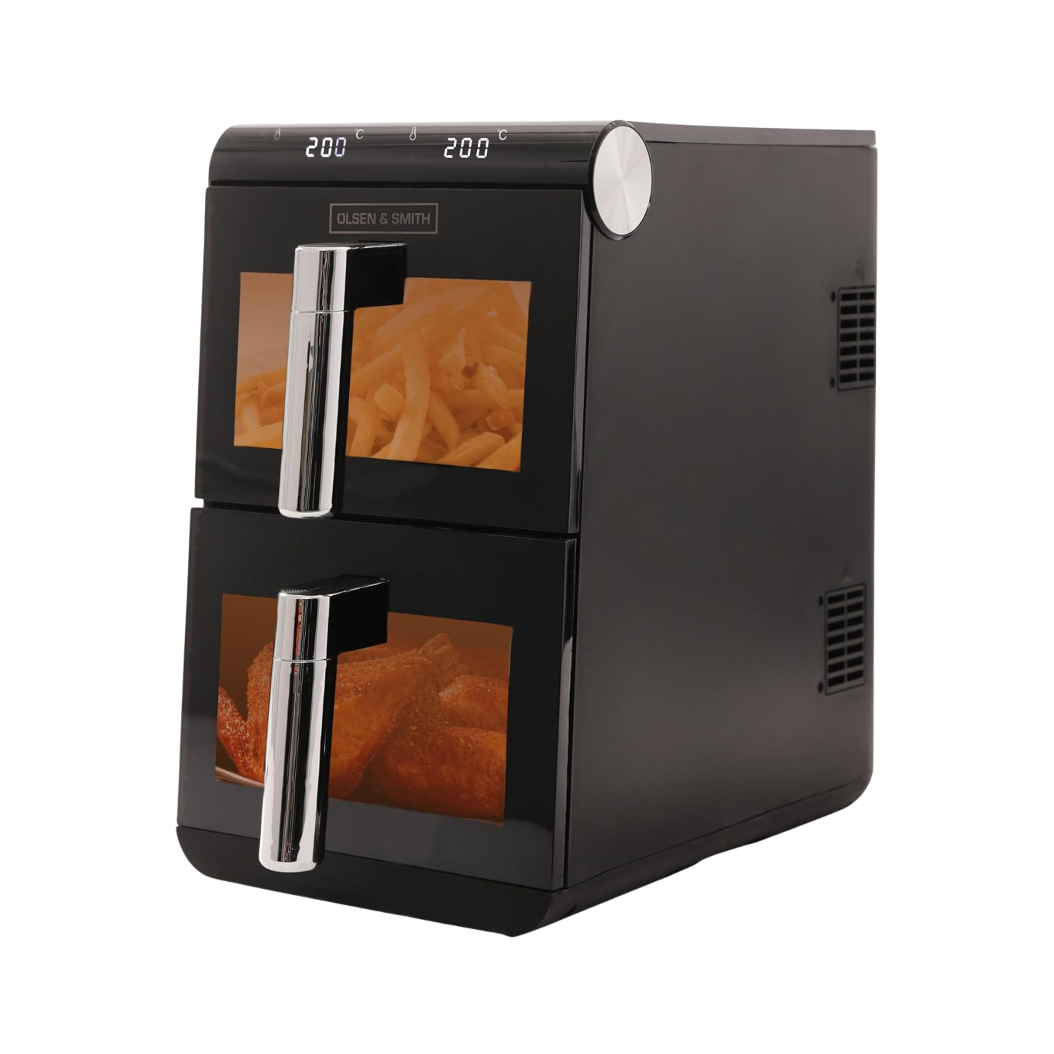 A black stacked air fryer
