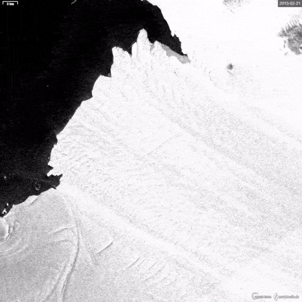 Eight years of melting of the Pine Island Glacier.