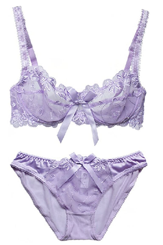 Purple Lace Bra Set
