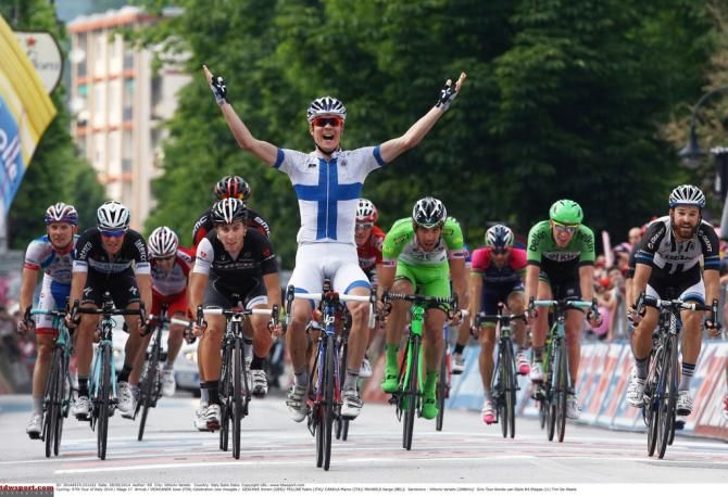 Jussi Veikkanen (FDJ) celebrates sixth place