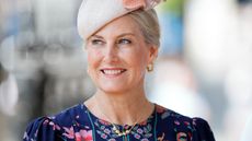 Sophie, Duchess of Edinburgh, wearing a dark floral dress, attends a church service for the Victoria Cross and George Cross Association