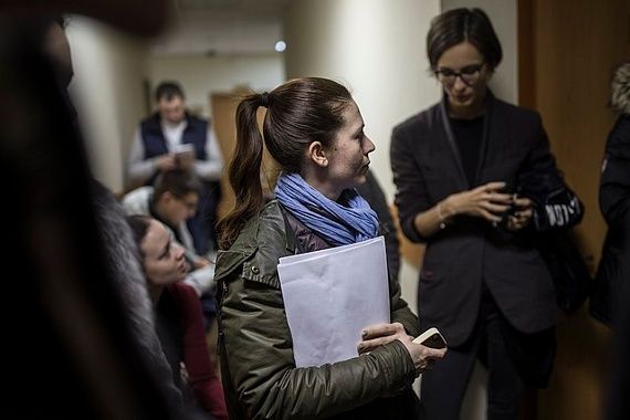 Oksana Baulina is seen in Moscow court prior to being sentenced as a part of Alexey Navalny&#039;s team.