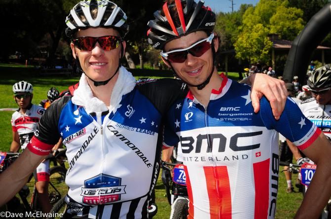 US Cup Leader Max Plaxton (Cannondale Factory Racing) and USA Champion Stephen Ettinger (BMC Mountain Bike)