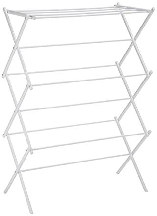 Amazon Basics Foldable Portable Laundry Drying Rack for Air Drying Clothing, Indoor Outdoor Use - 29.4 X 14.8 X 41.9 Inches (lxwxh), White