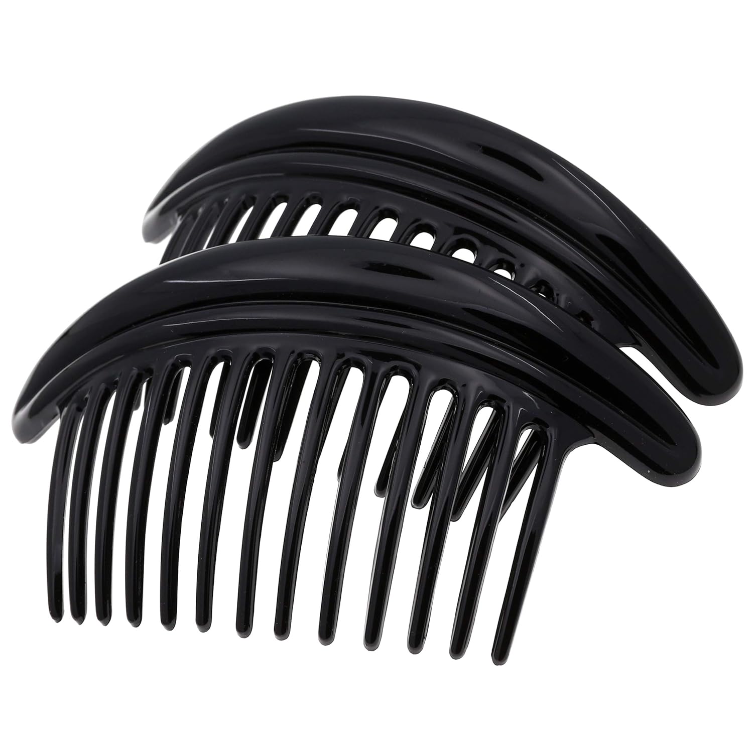 Camila Paris Mp978/2 French Hair Side Combs, Black Curved Interlocking Combs French Twist Hair Combs, Strong Hold Hair Clips for Women Bun Chignon, Up-Do Styling Girls Hair Accessories Made in France