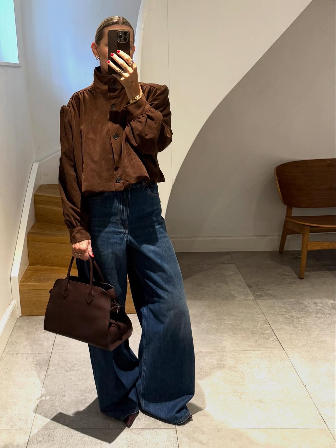 Influencer wearing wide leg jeans