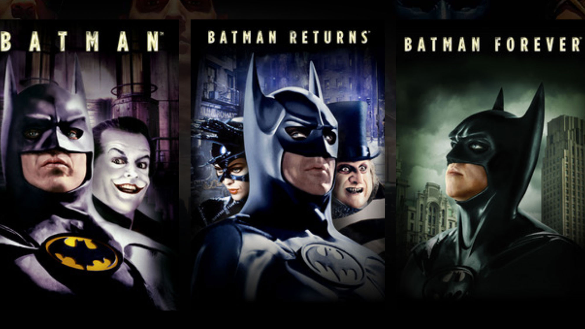 Posters of Batman, Batman Returns and Batman Forever on HBO Max