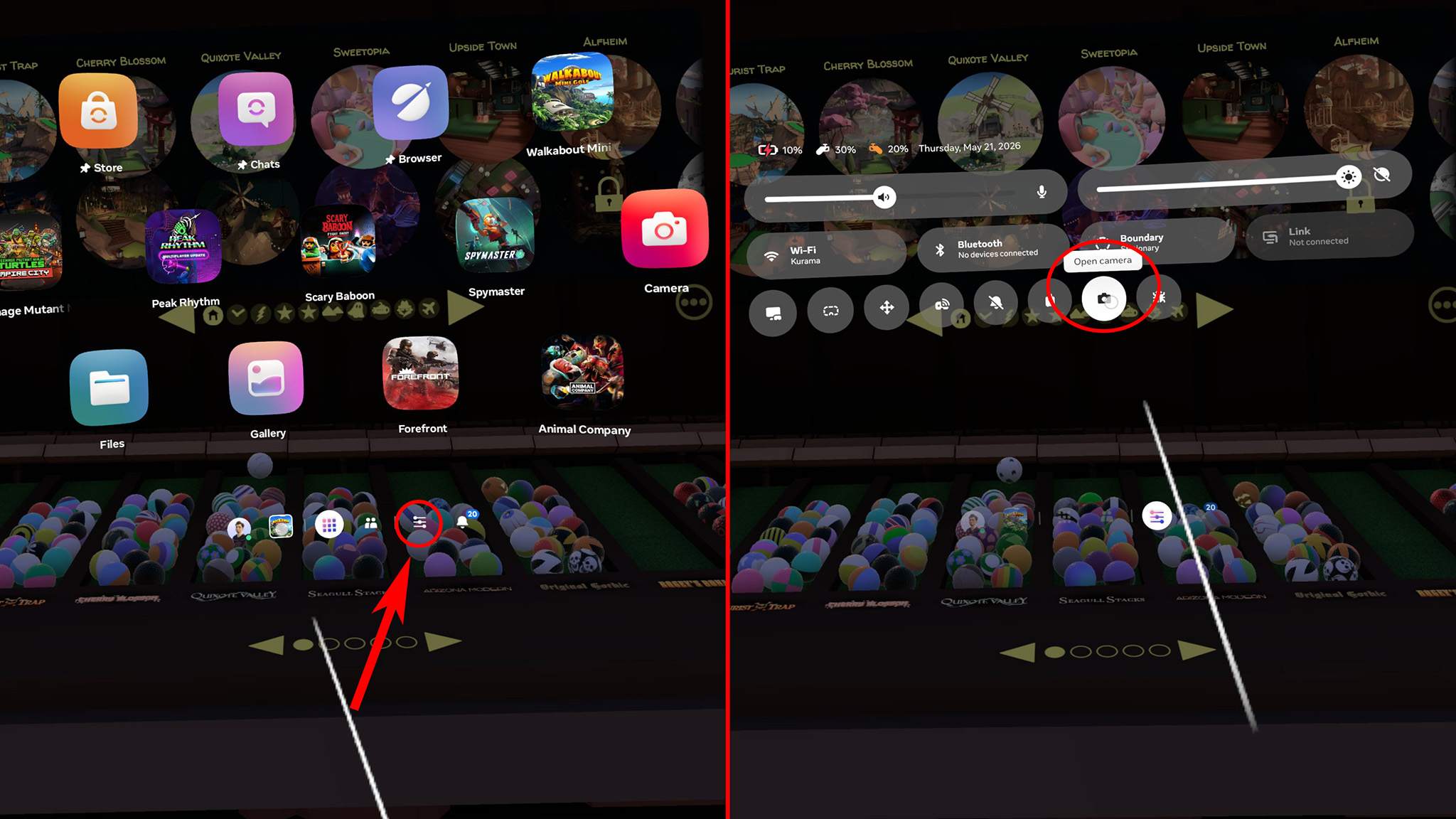 How to open the camera utility in Meta Quest's Navigator UI
