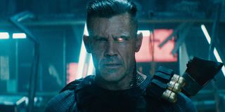 Deadpool 2 Josh Brolin stares at the camera with a glowing eye