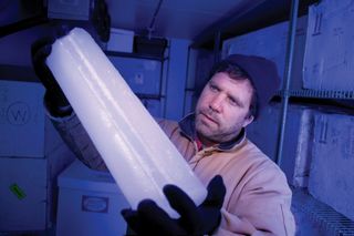 Ed Brook of Oregon State University, who studies ancient ice cores, made drinking cups from the 40,000-year-old ice.